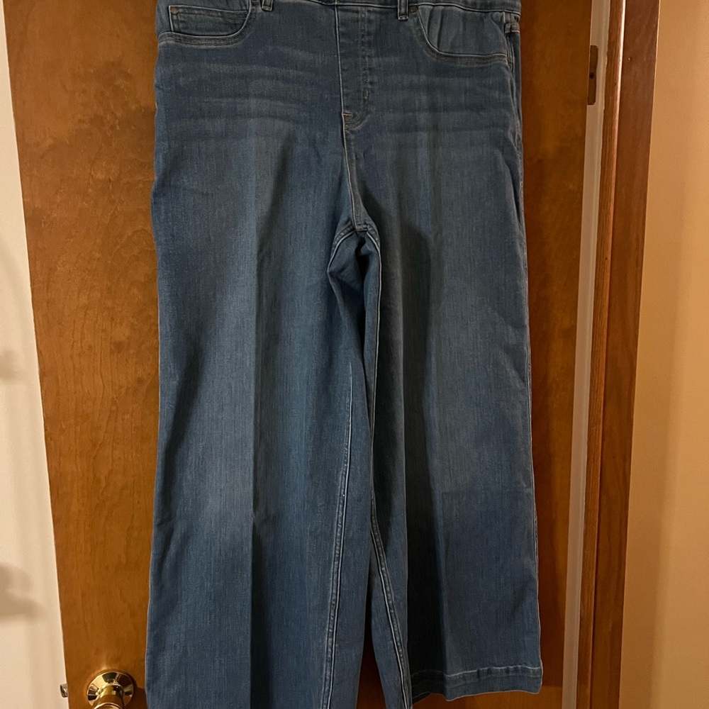NWT- Spanx Shape Original Wide-Leg Jeans size 2X reg.-Stonewashed Blue